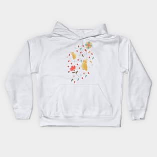 Cute canary bird and flowers Kids Hoodie